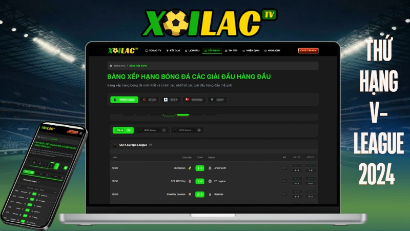 Thứ hạng V-League 2024 cập nhật trên Xoilac TV trực tiếp bóng đá hôm nay